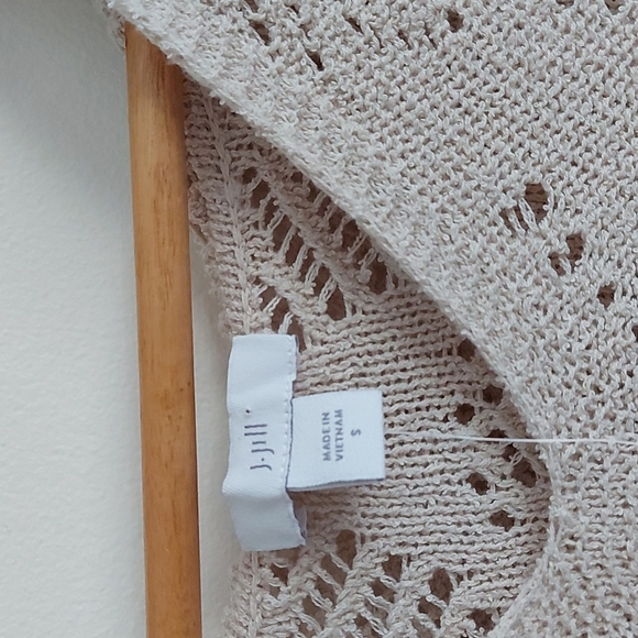 NWT J Jill Open Knit Light Hooded Sweater Beige Size S - Picture 4 of 6